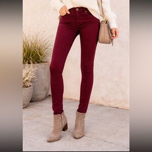 American Eagle Burgundy Jeggings Size 6 X-Long Skinny Stretch Jeans Maroon
